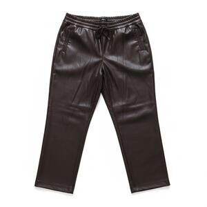 Maison Cinqcent Black Faux Leather Pull-On Pants | Modern Minimalist | Size L